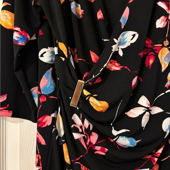 Jennifer Lopez Red and Orange Bodycon Dress Cowl Neck 3/4 Sleeve XL - Picture 3 of 7